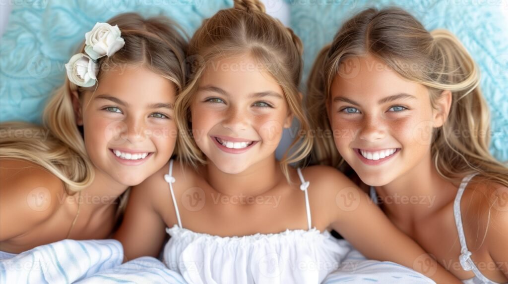 ai-generated-three-young-girls-laying-together-in-bed-photo